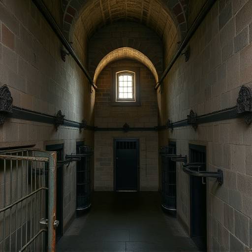 Imagen de celdas de prisión tempranas ubicadas en la Iglesia de San Pedro en Leiden, Países Bajos. Estas celdas muestran una mejora en las condiciones en comparación con las mazmorras medievales, aunque todavía son austeras.