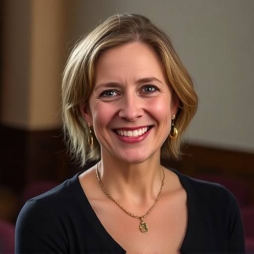 Portrait de Claire Dupont, souriante, instructrice de th√©√¢tre.